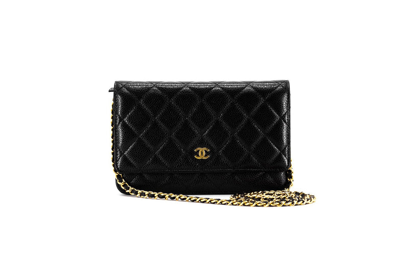 CHANEL Caviar Wallet On Chain WOC lined Zip Chain Shoulder Bag Black  Leather ref.204103 - Joli Closet