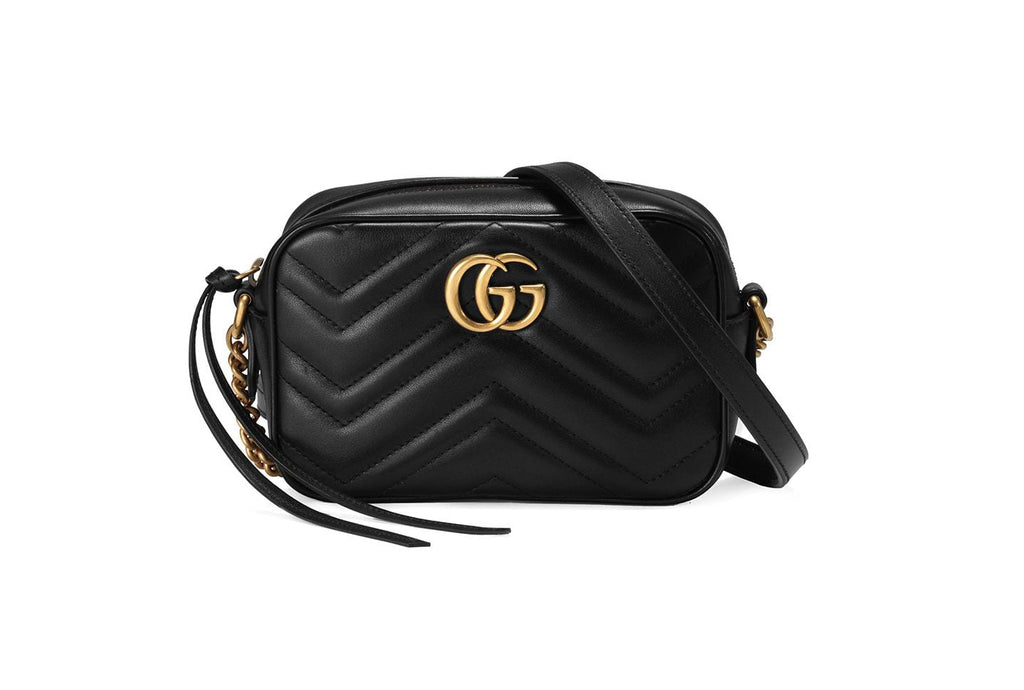 Gucci GG Marmont Mini Black Shoulder Bag Front View