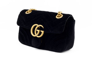 Gucci GG Marmont Black Velvet Bag Side View