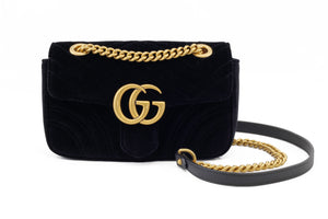 Gucci GG Marmont Black Velvet Bag Front View