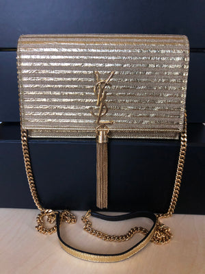 Saint Laurent Monogramme Gold Striped Kate Bag